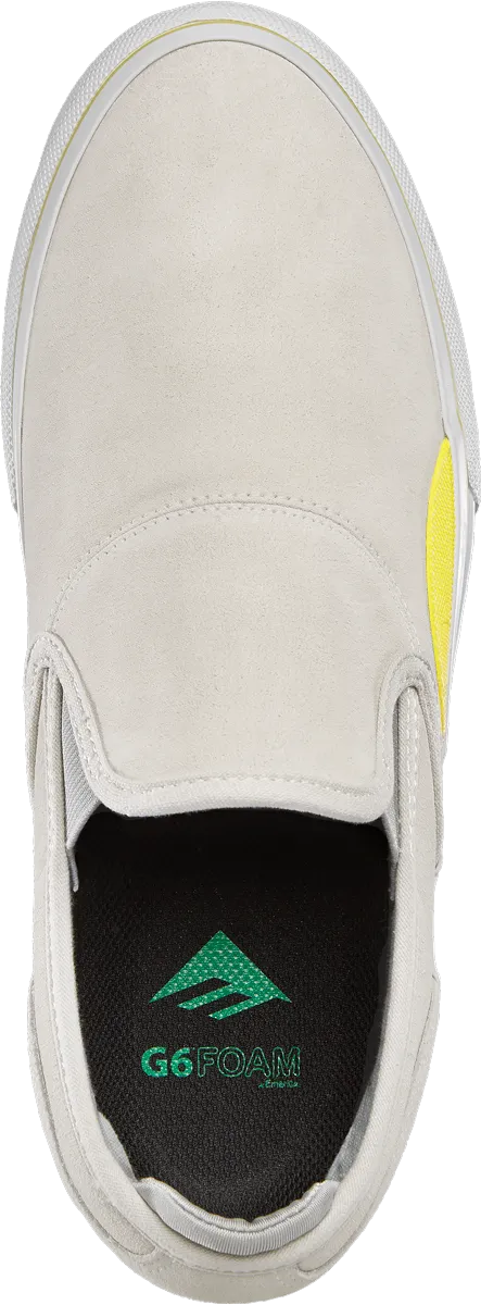 Emerica Wino G6 Slip-on Skate Shoes - Grey/Yellow
