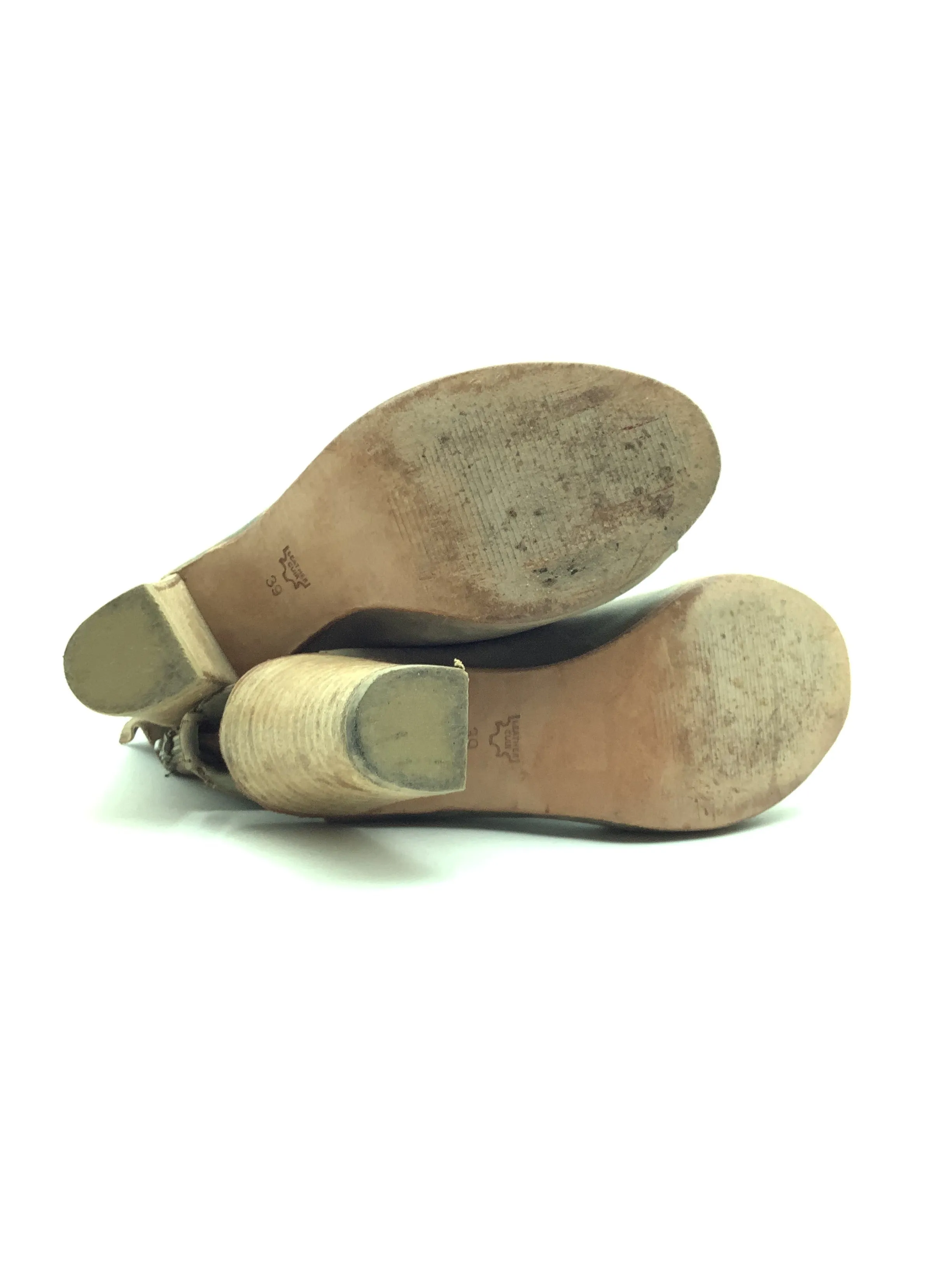 Free People Ankle Shoe Neutral Leather Peep Toe Heeled Size: US 8.5/ EU 39